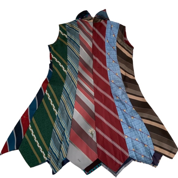 DRESS UPCYCLED WITH NECK TIES SIZE: 7/8 MULTICOLOR - Picture 2 of 3